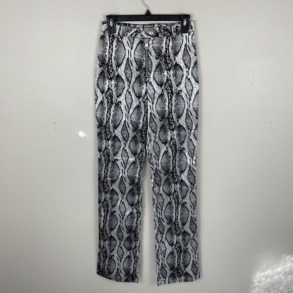 I AM GIA Brandy Snakeskin Print High Waist Straight Leg Size Small Exposed Zip